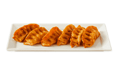 Pork Postickers (8) in Spicy flavor served with a side of coleslaw