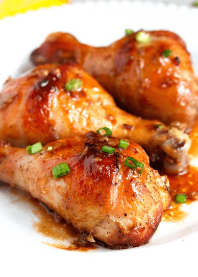 3 Chicken drums, tossed in soy garlic flavor served with a side of coleslaw